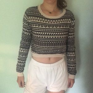 Aztec  Print Cropped Sweater